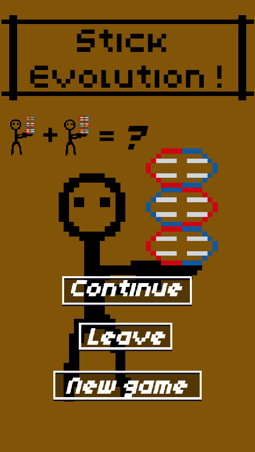 Stick Evolution - écran d'accueil